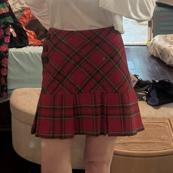 Vintage Banana Republic Red Plaid Pleated Skirt - Picture 10 of 10